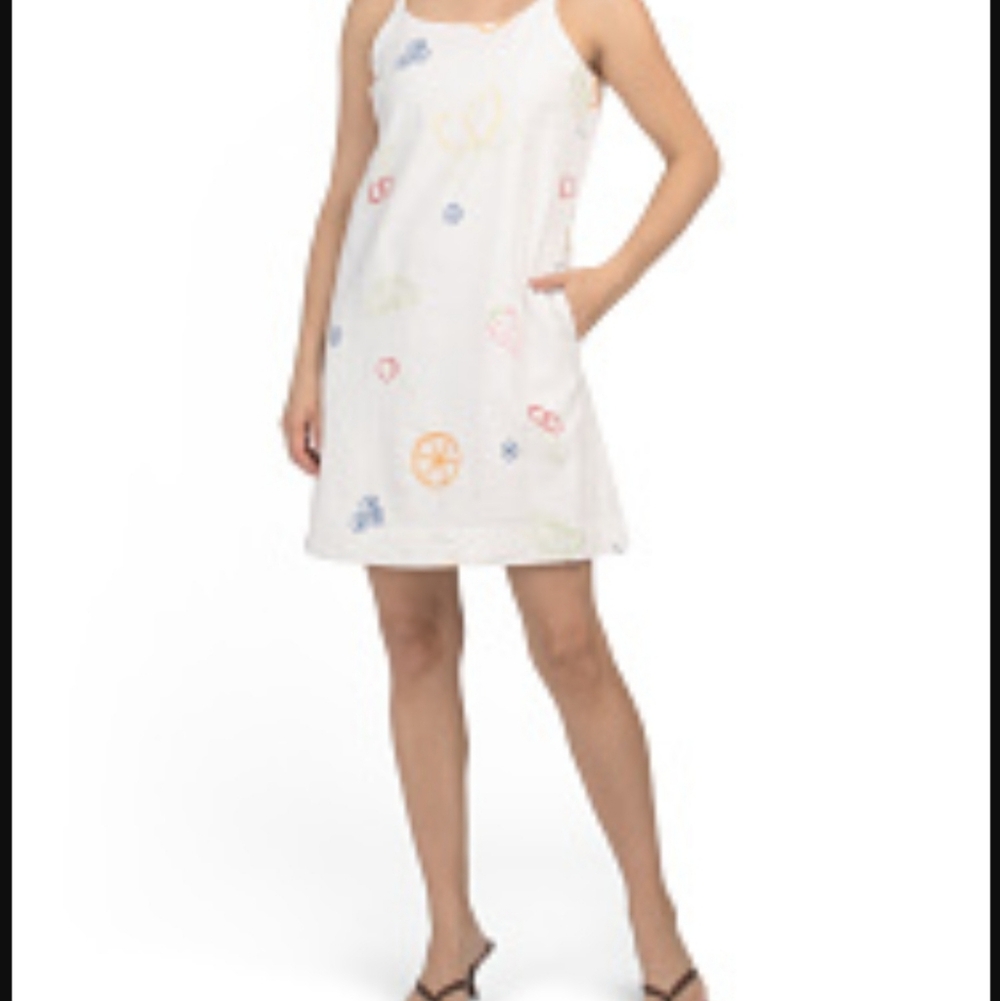 C&C Linen Blend Fruit Dress XL NWT - Picture 2 of 15